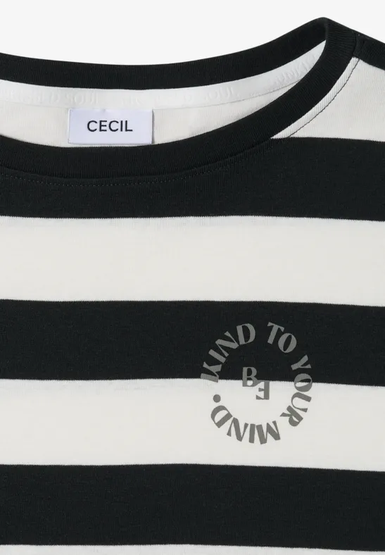 Gestreiftes T-Shirt mit Rundprint
