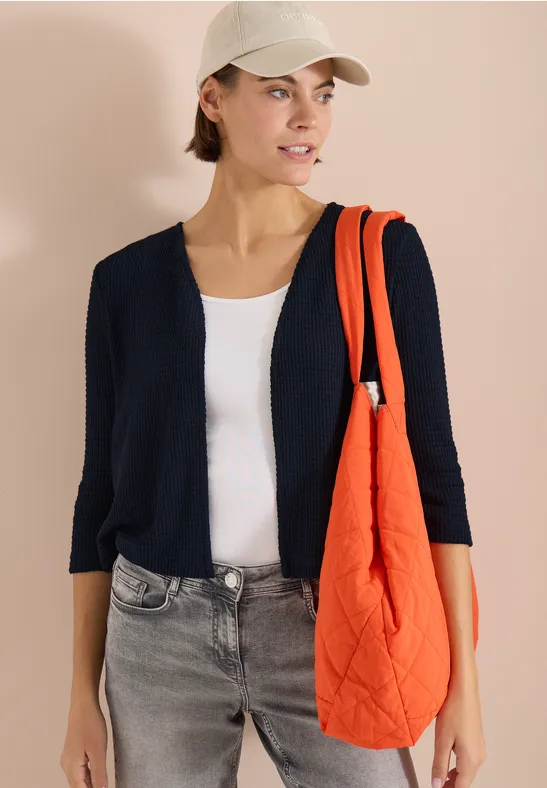 Offener 3/4-Arm Cardigan im Ajour-Look