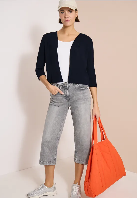 Offener 3/4-Arm Cardigan im Ajour-Look