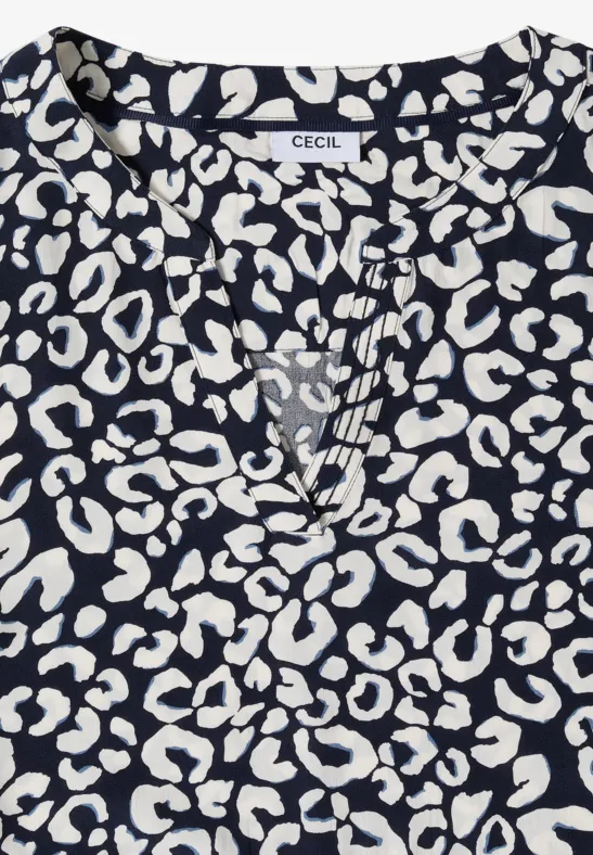 Etagenkleid mit Tierprint aus Krepp