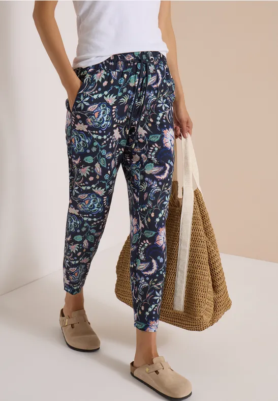 Gemusterte Loose-Fit Viskosehose