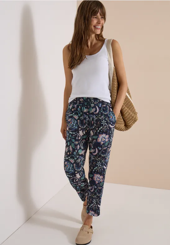 Gemusterte Loose-Fit Viskosehose
