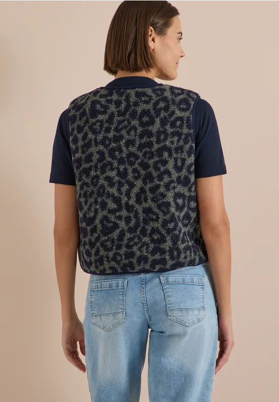 Teddy-Weste mit Leopardenmuster