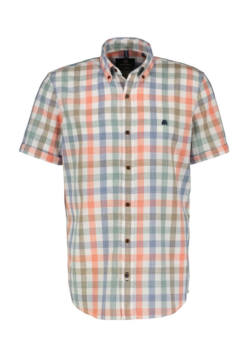Herren Kurzarm Kariertes Button-Down Hemd