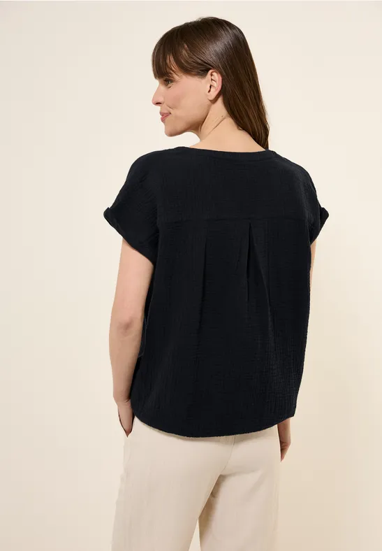 Luftige Musselin-Bluse mit Knopfleiste