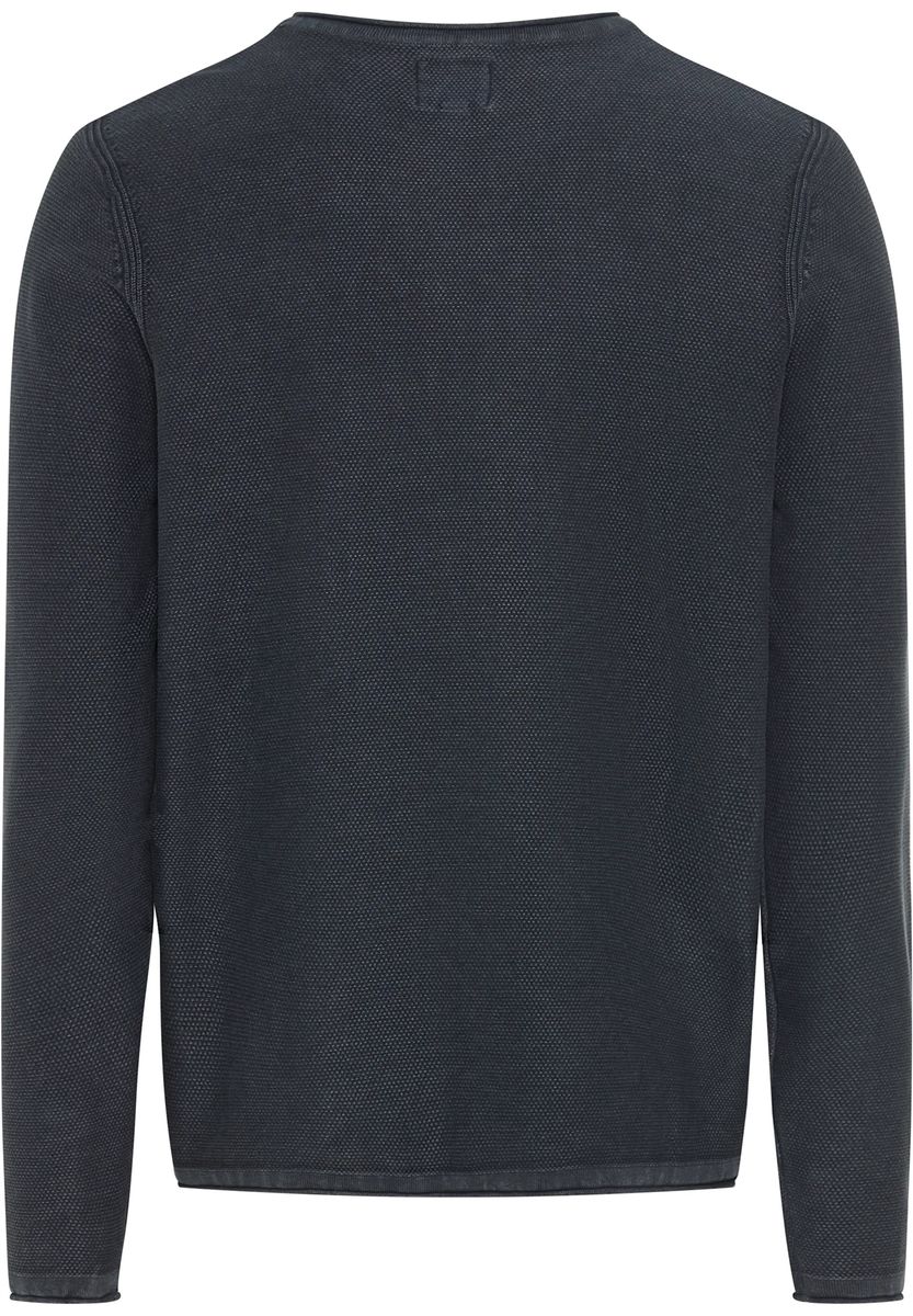 Strukturierter Baumwollpullover mit Rundhalsausschnitt