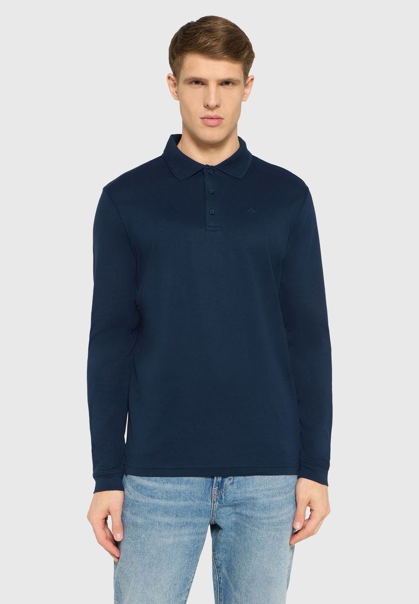 Herren Langarm Baumwoll-Polohemd