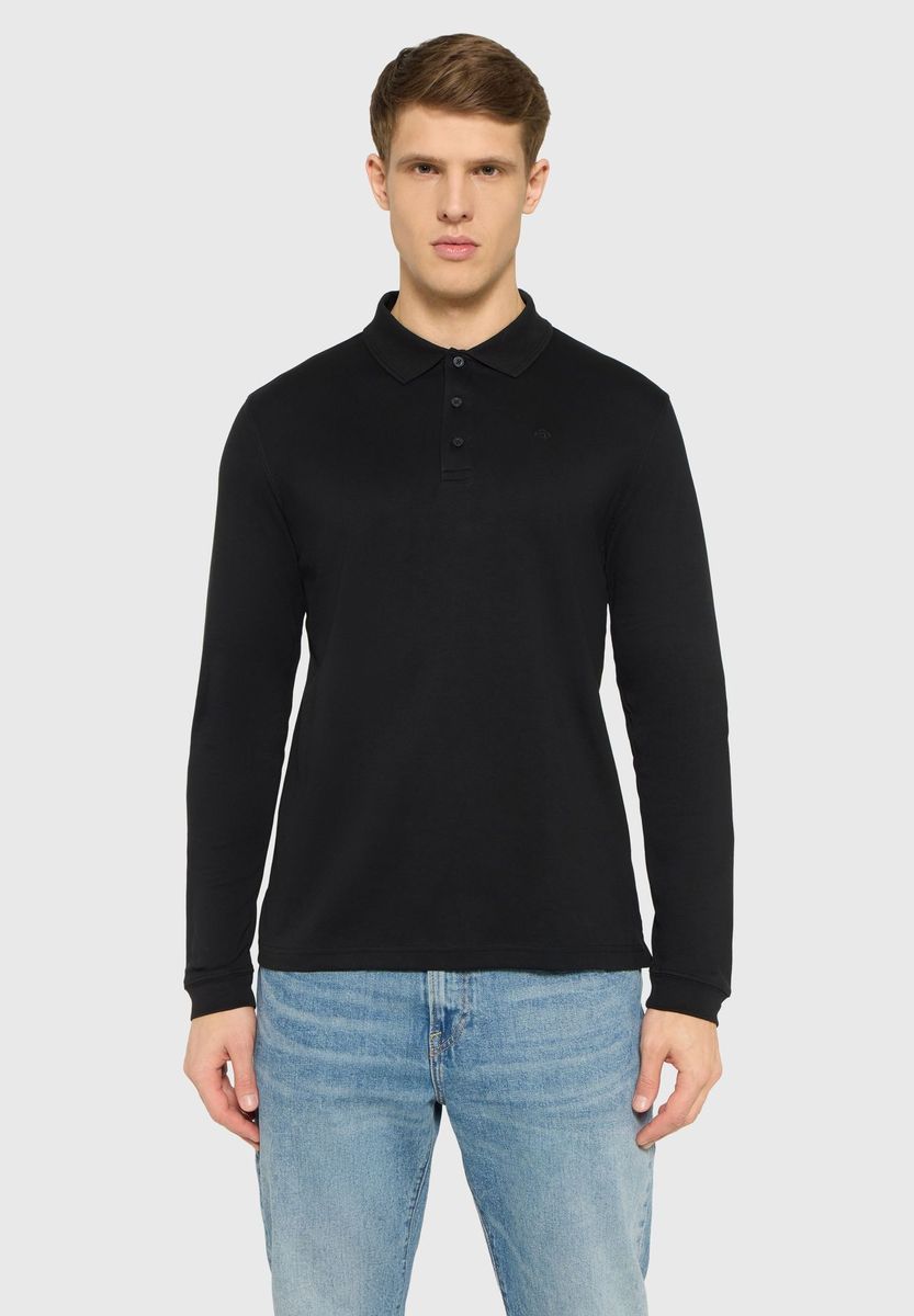 Klassisches Langarm-Polohemd aus Baumwolle