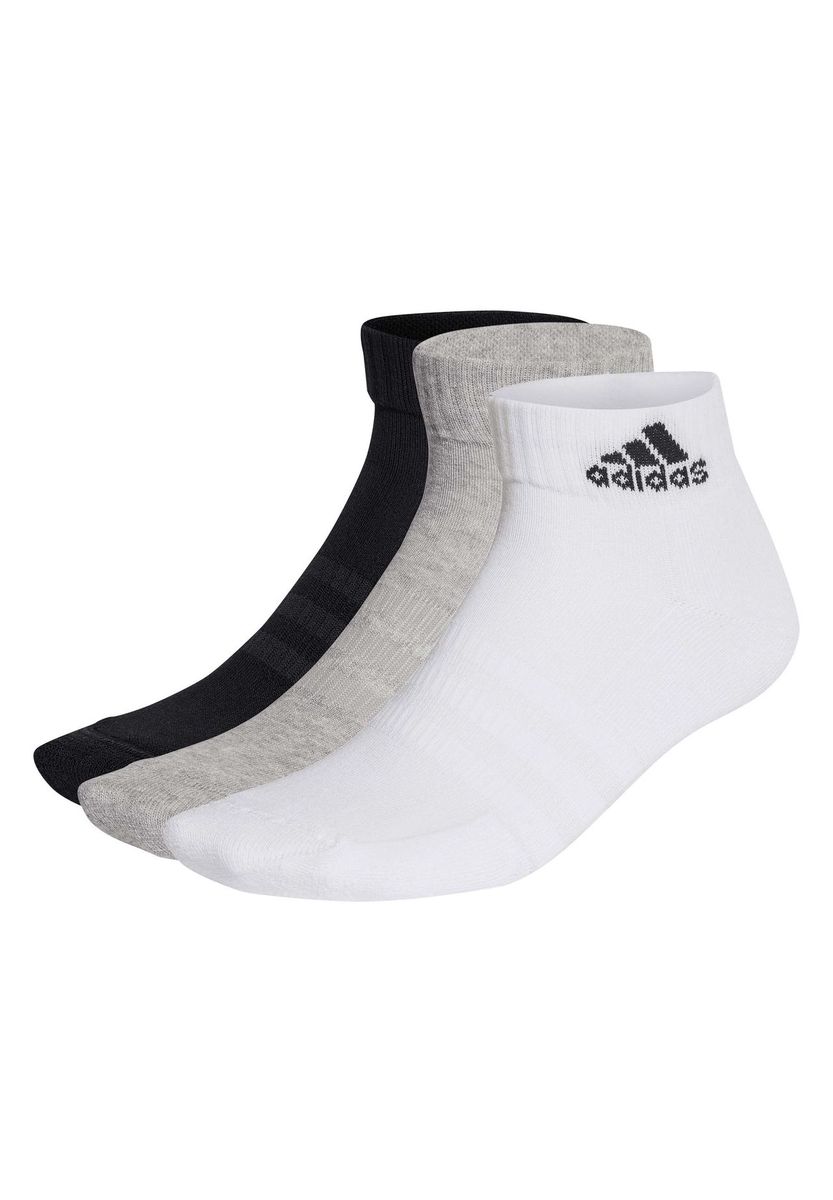 adidas Unisex Quarter Socken, 3er Pack - Cushioned Sportswear Ankle, Logo, gepolstert, einfarbig, mehrfarbig, 46-48