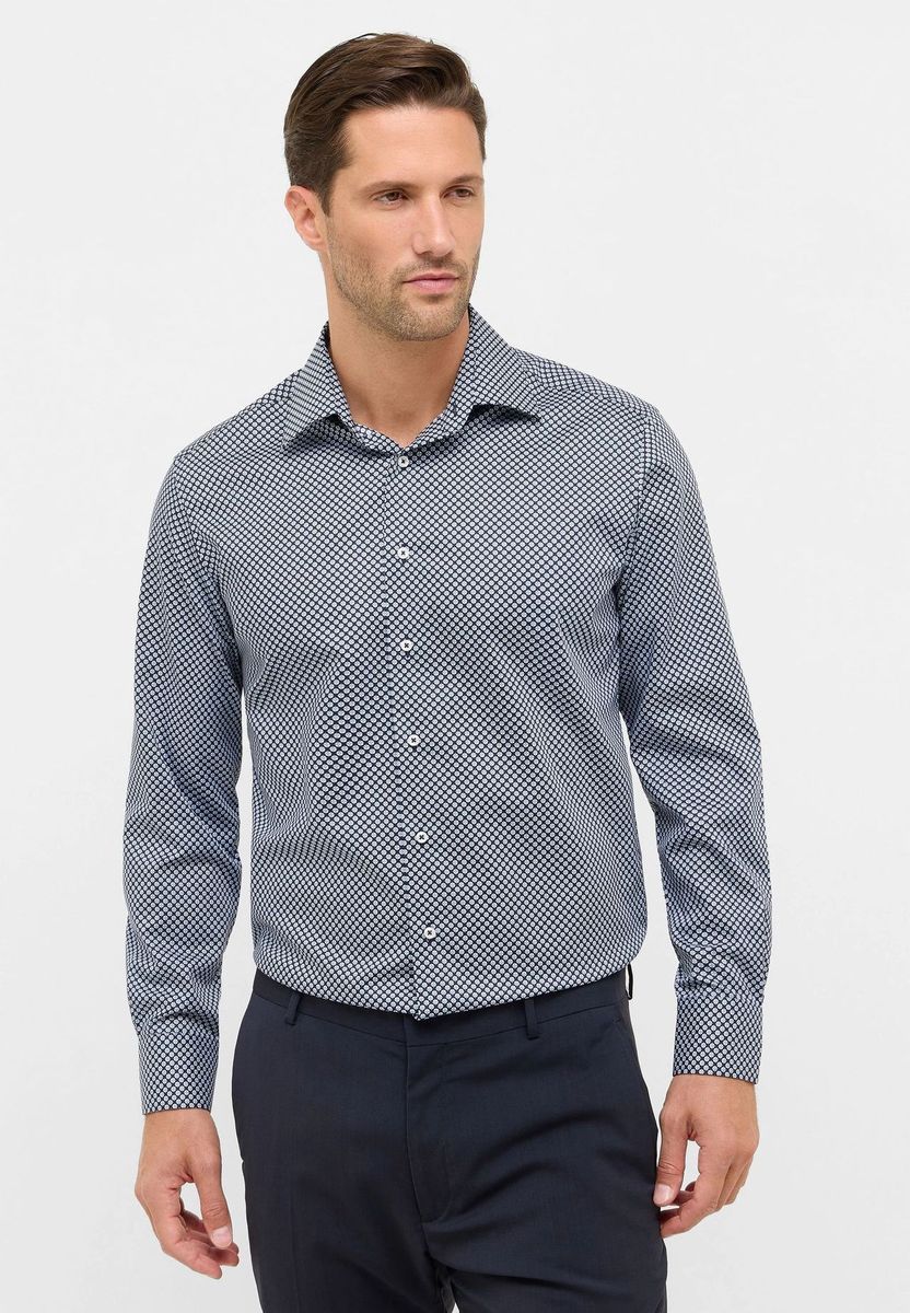 Blau gemustertes Modern Fit Hemd