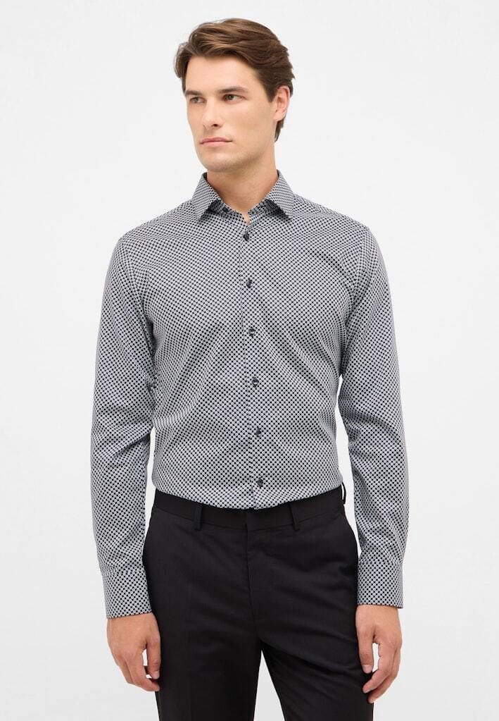 Schmales Baumwoll-Freizeithemd mit Muster