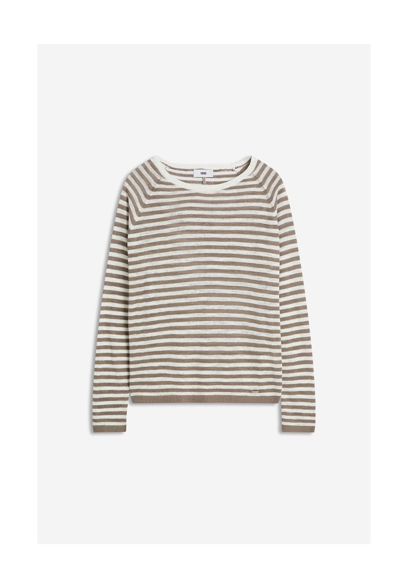 Gestreifter leichter Leinenmischungs-Pullover