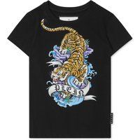 T-Shirt mit Tiger-Tattoo und Kristallen