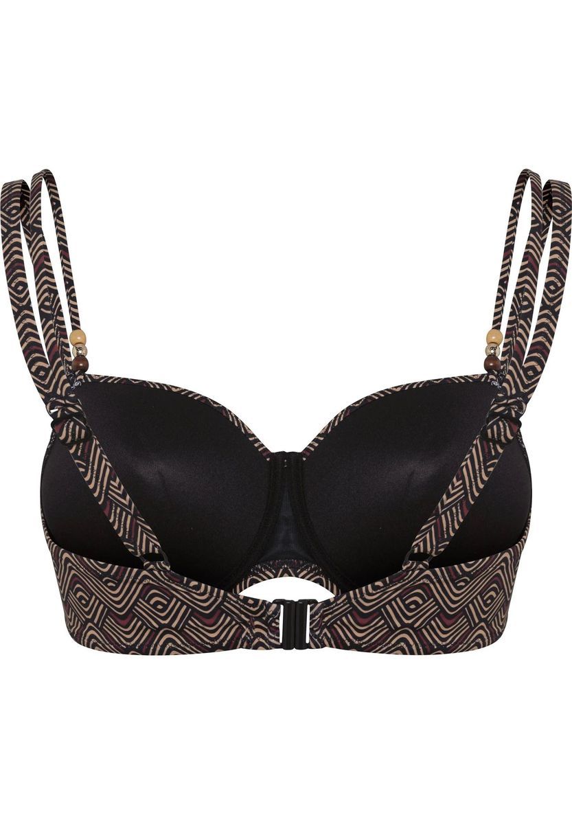 Gemustertes Bügel-Bikini-Oberteil mit Perlen