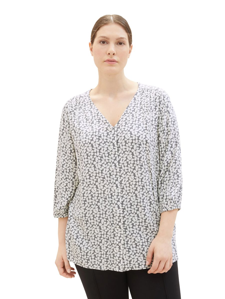 Florale V-Ausschnitt Tunika mit Print