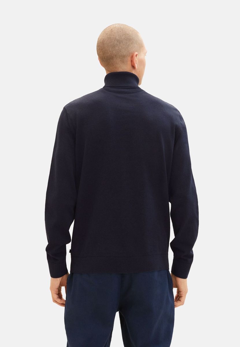 Klassischer marineblauer Rollkragen Strickpullover