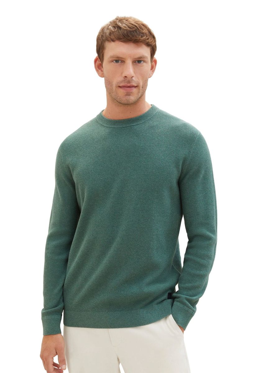 Klassischer Baumwollstrickpullover mit Rundhalsausschnitt