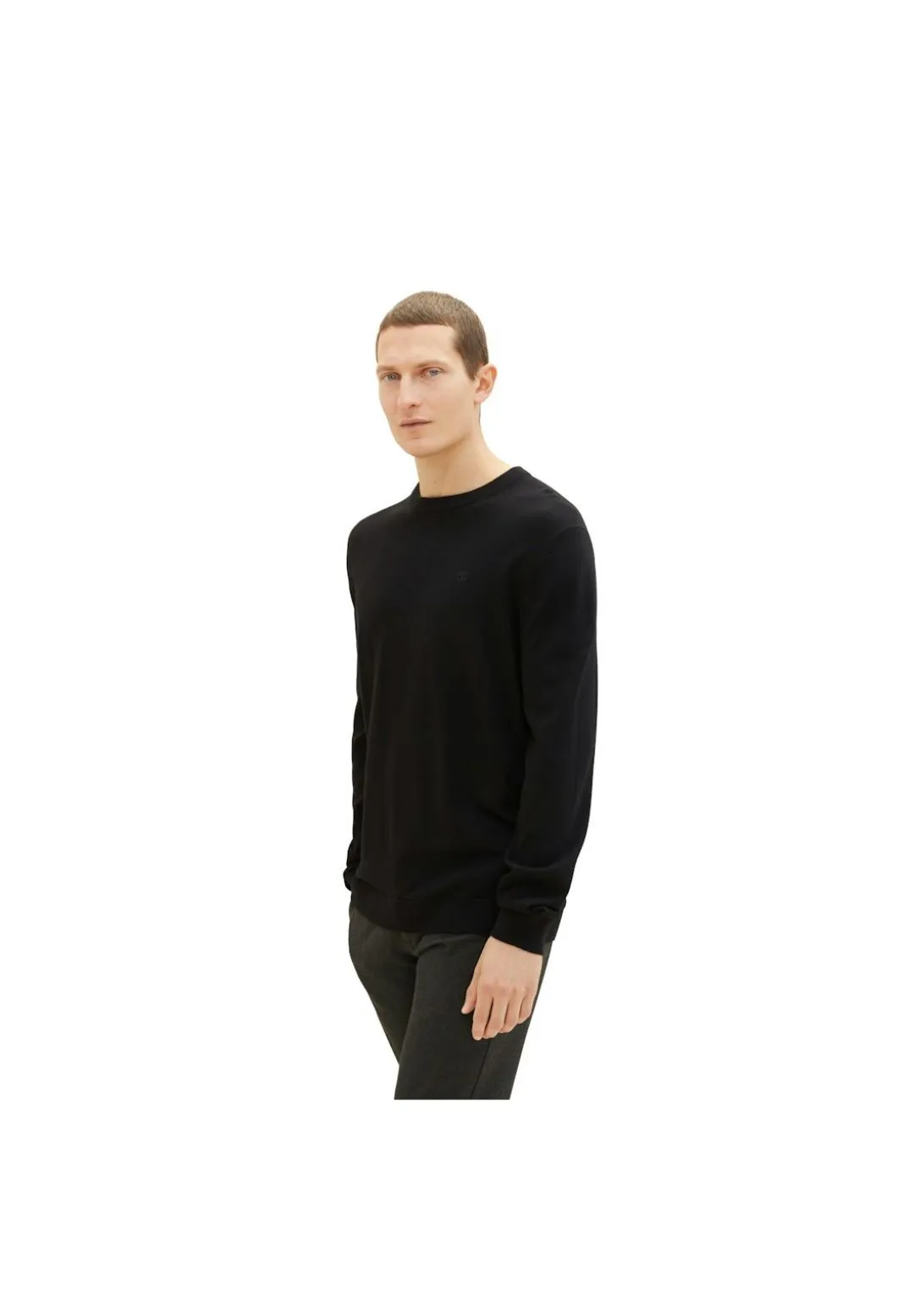 Klassischer Baumwollpullover mit Rundhalsausschnitt