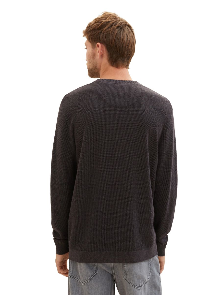 Klassischer Baumwollpullover mit Rundhalsausschnitt