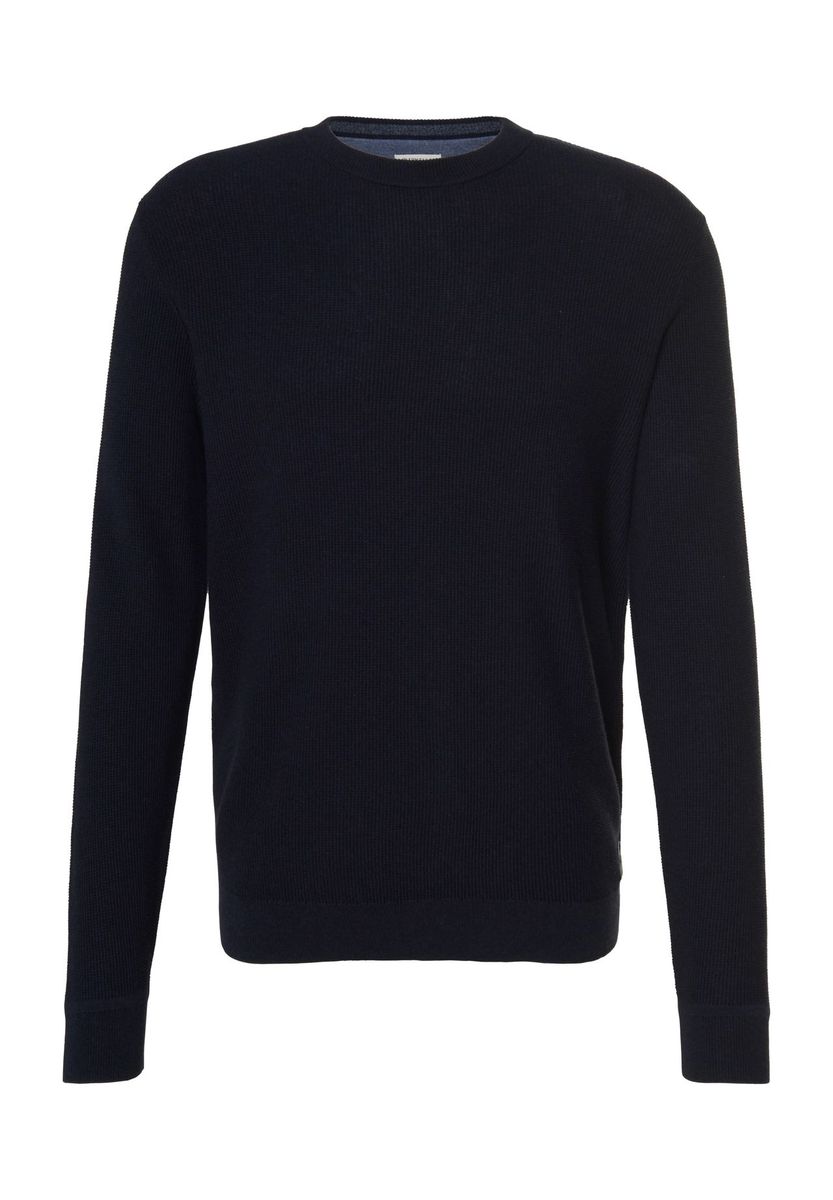 Klassischer marineblauer Strickpullover aus Baumwolle