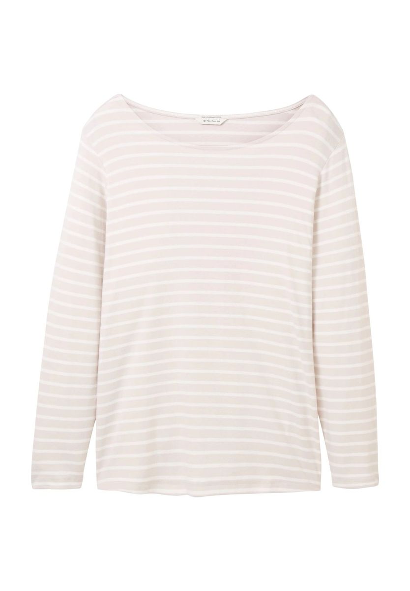 Gestreiftes Langarmshirt mit U-Boot-Ausschnitt