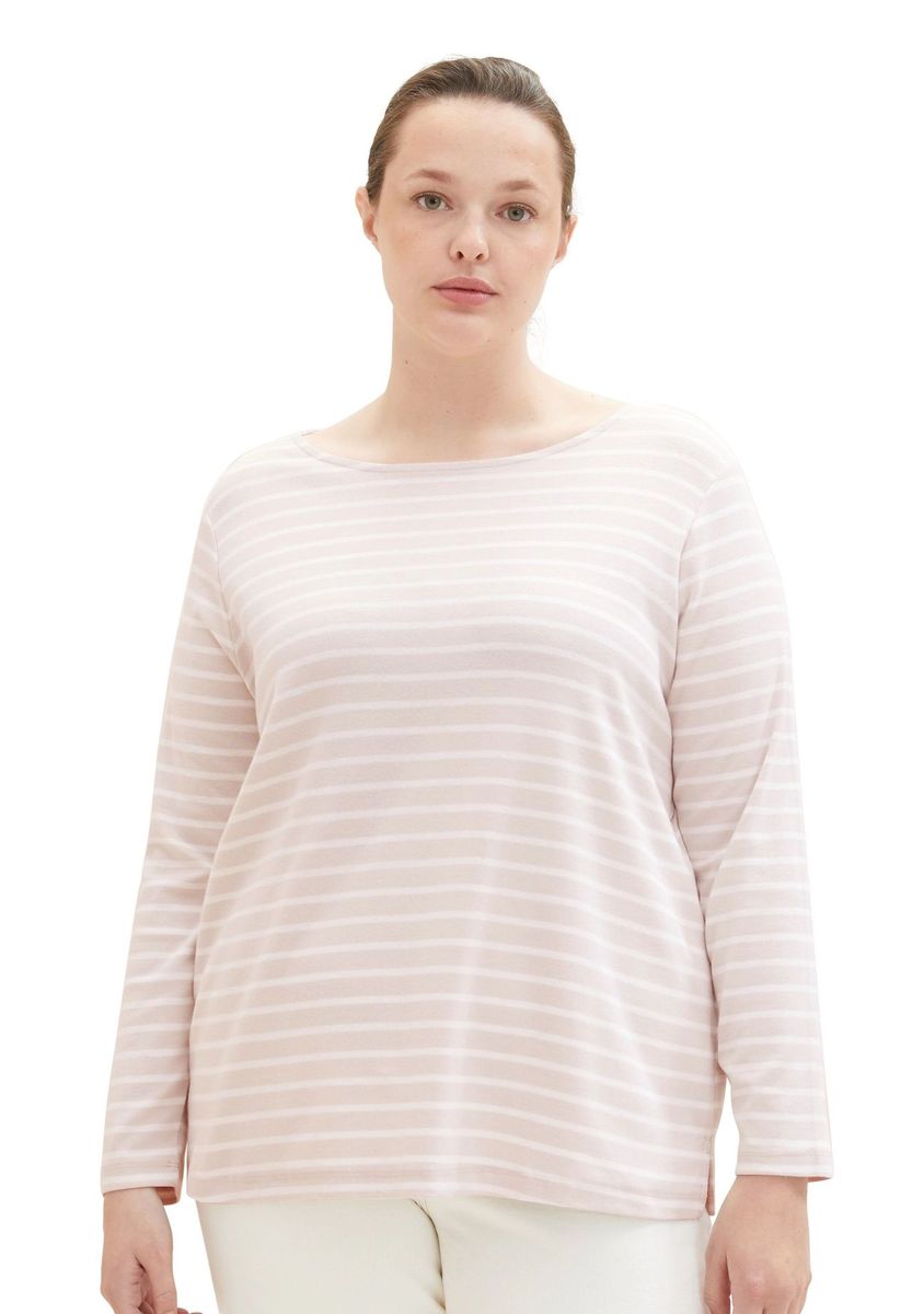 Gestreiftes Langarmshirt mit U-Boot-Ausschnitt