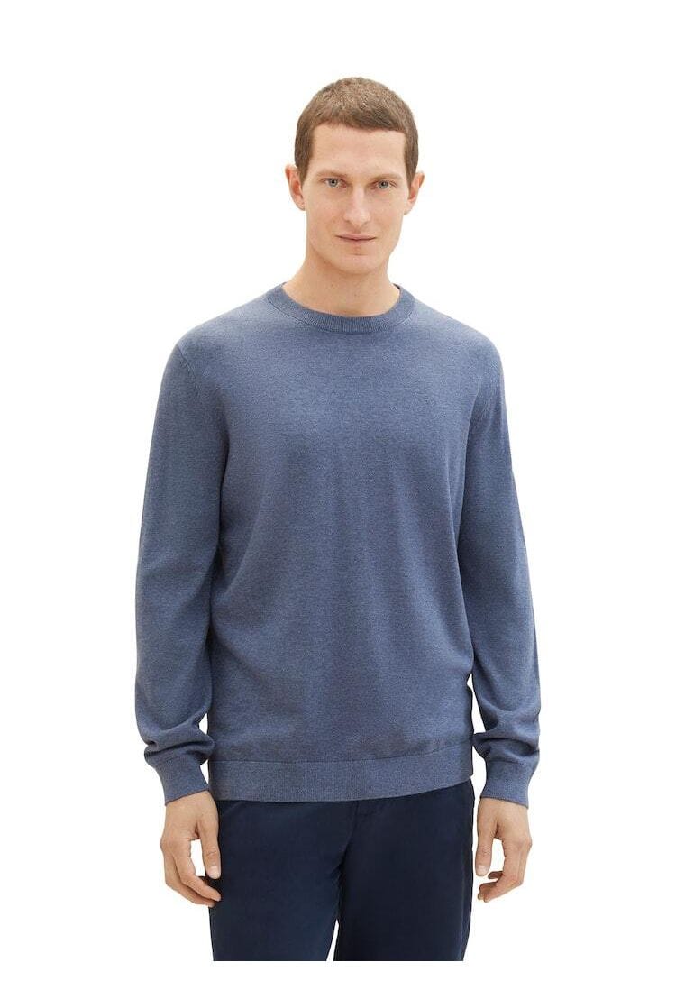 Klassischer Baumwollpullover mit Rundhalsausschnitt