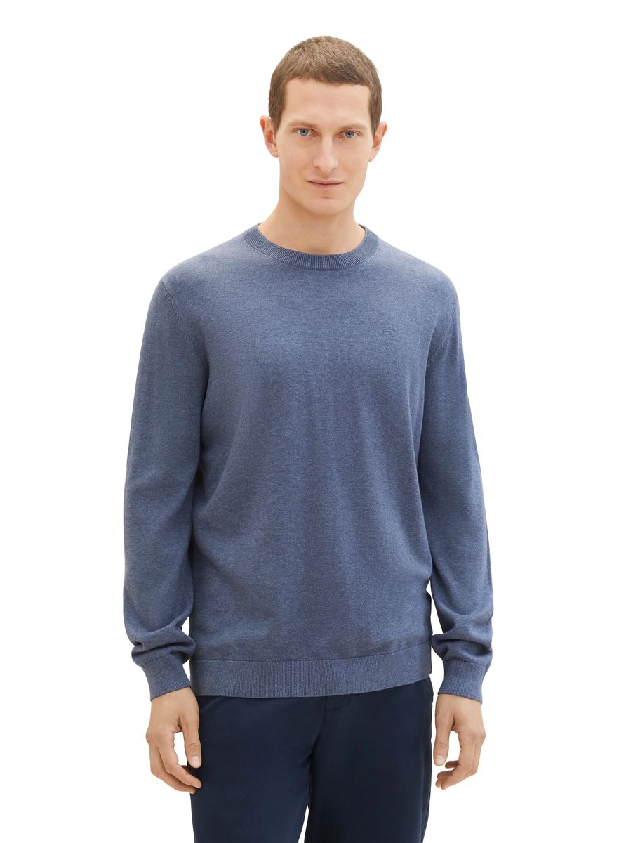 Klassischer Baumwollpullover mit Rundhalsausschnitt