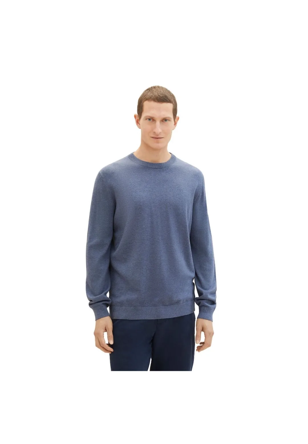Klassischer Baumwollpullover mit Rundhalsausschnitt