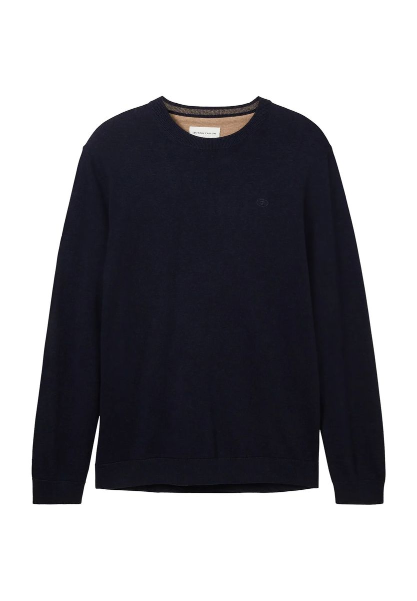 Klassischer Baumwollpullover mit Rundhalsausschnitt