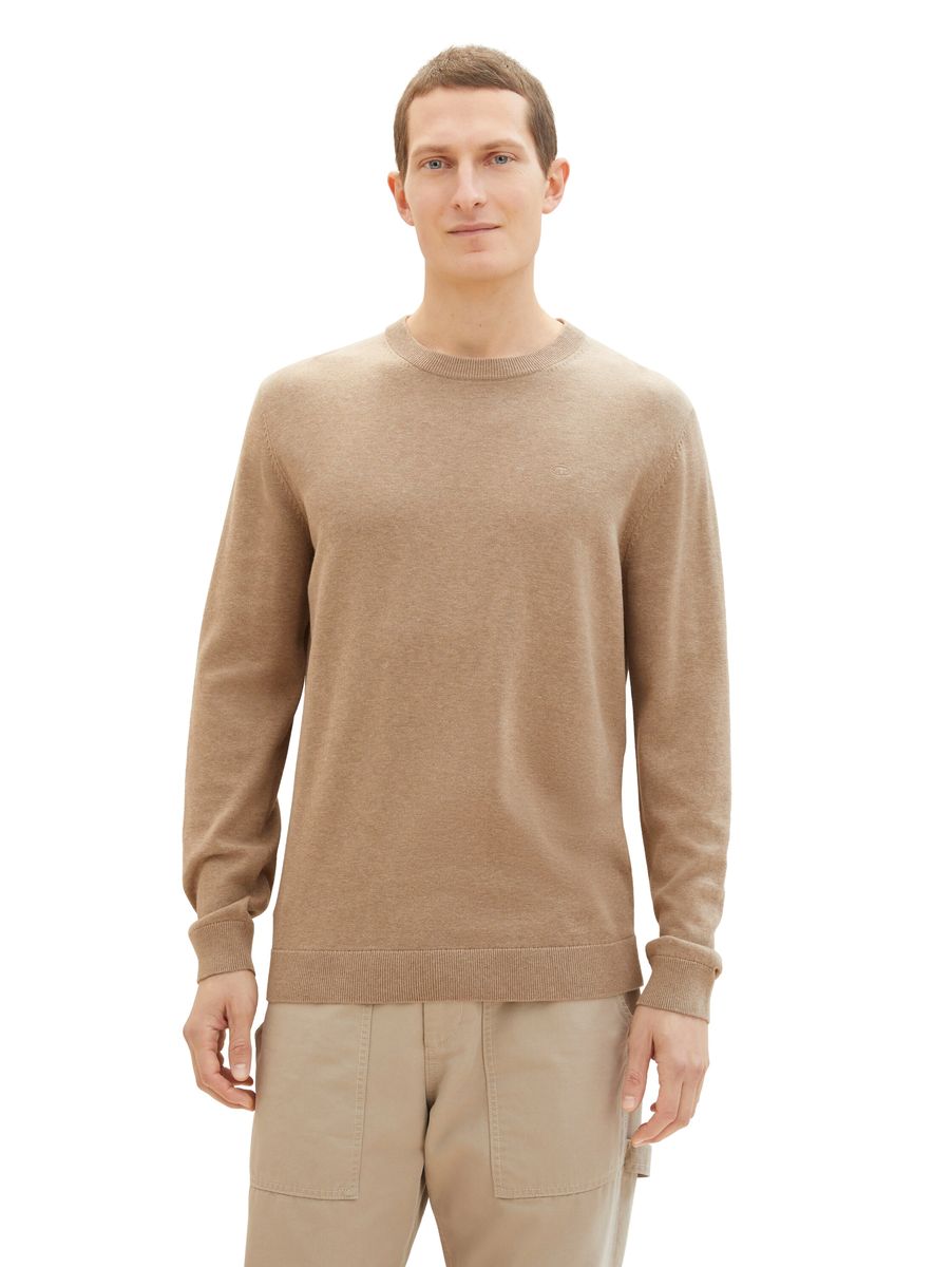 Klassischer Baumwollpullover mit Rundhalsausschnitt