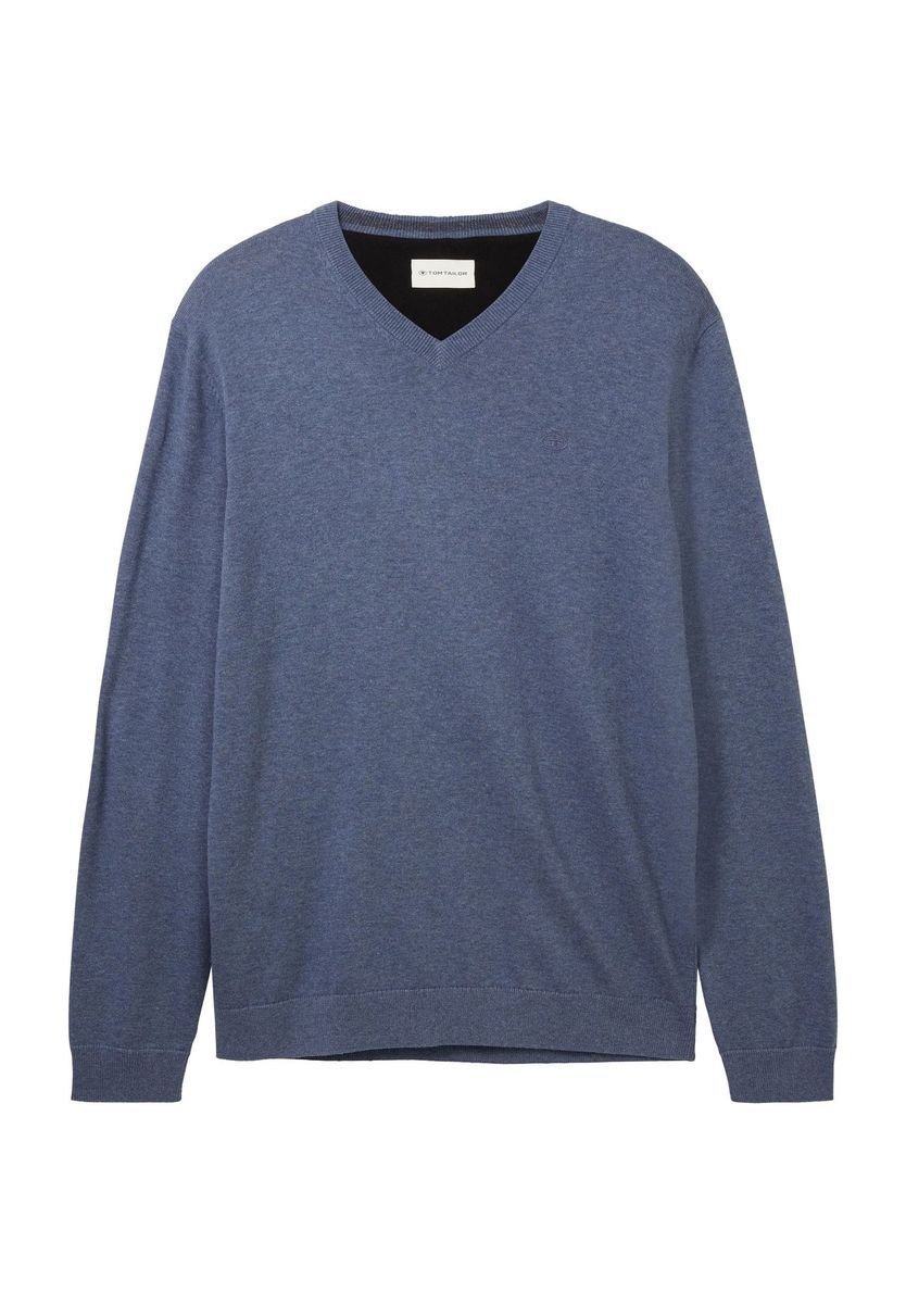 Klassischer Baumwollpullover mit V-Ausschnitt