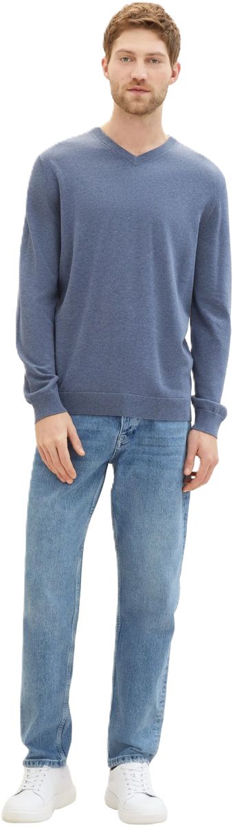Klassischer Baumwollpullover mit V-Ausschnitt