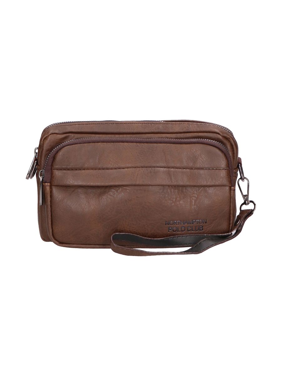 Strukturierte Handgelenktasche aus Kunstleder
