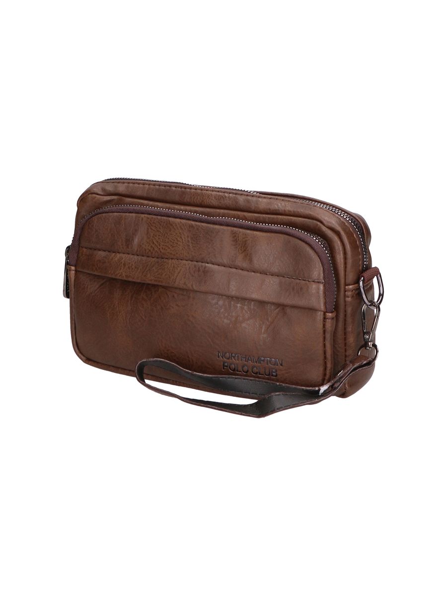 Strukturierte Handgelenktasche aus Kunstleder
