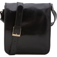 Klassische strukturierte Messenger-Tasche aus Leder
