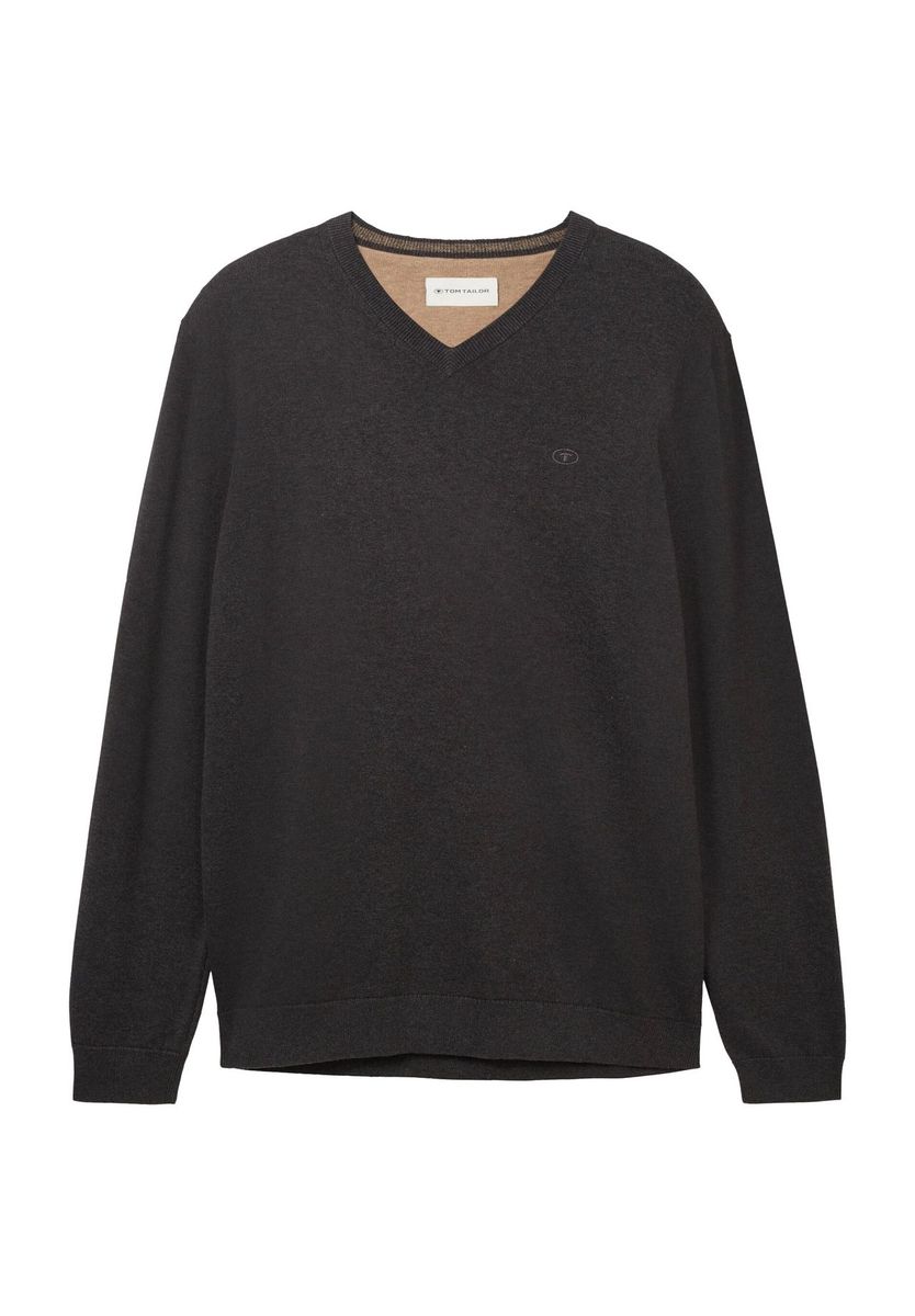 Klassischer V-Ausschnitt Strickpullover aus Baumwolle