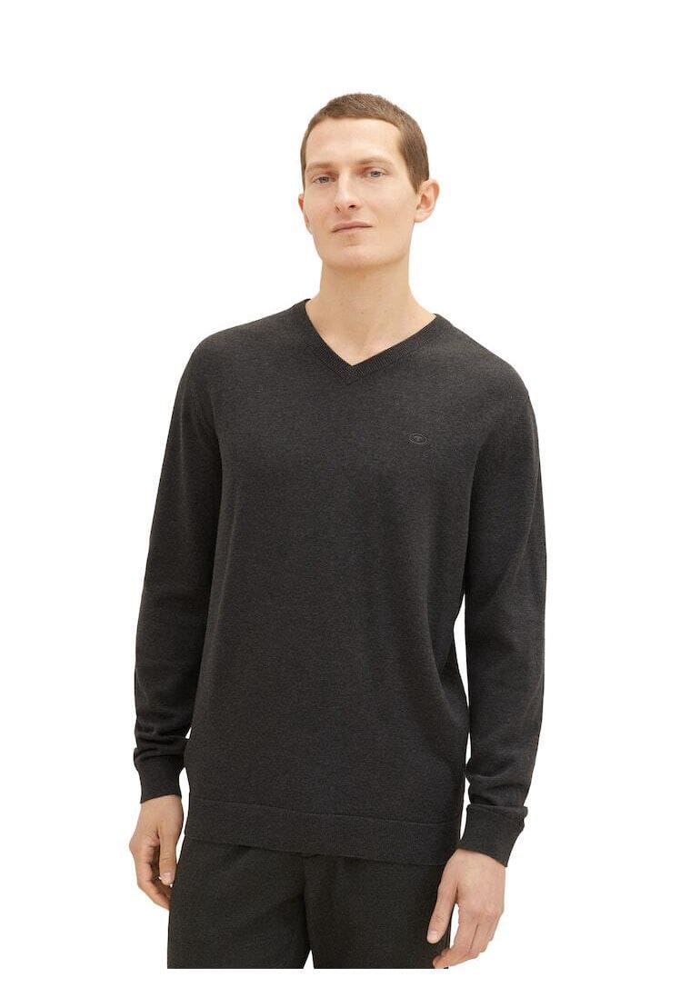 Klassischer V-Ausschnitt Strickpullover aus Baumwolle