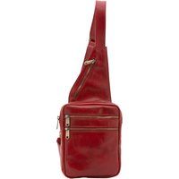 Leder-Slingtasche mit mehreren Reißverschlüssen