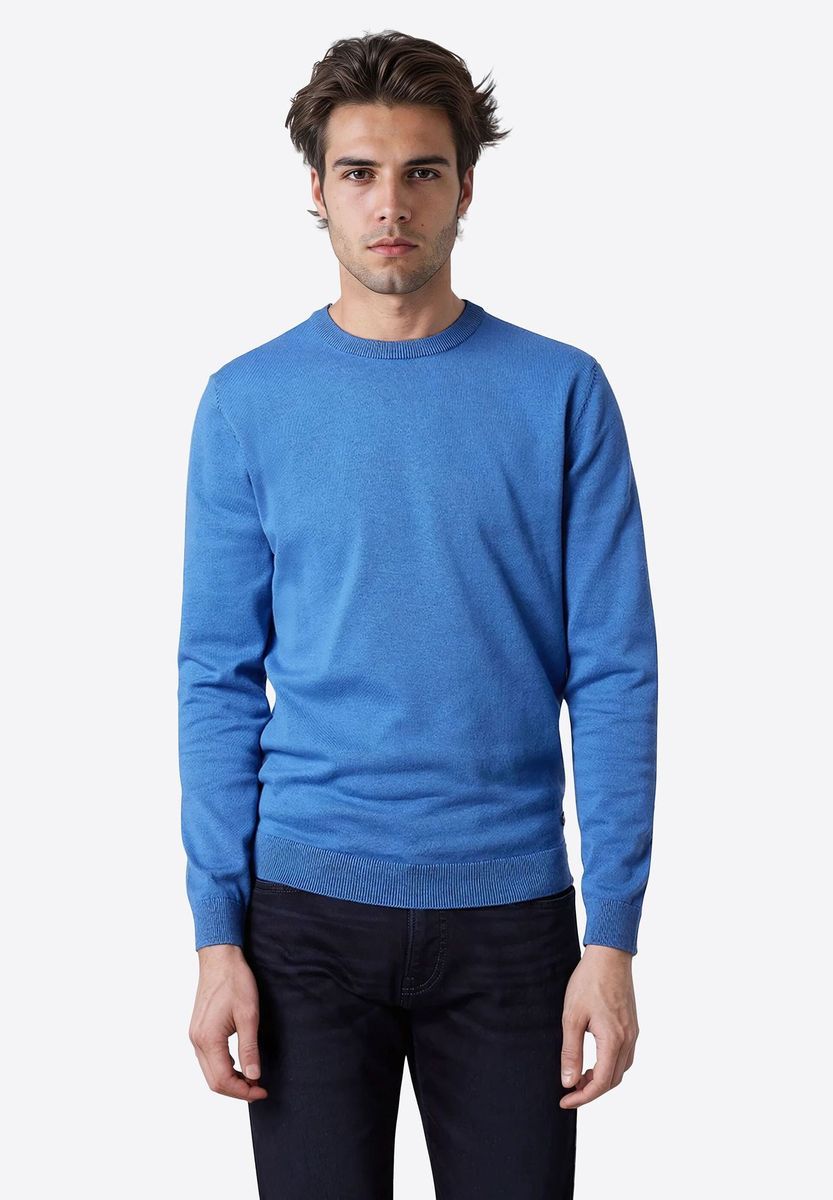 Klassischer Baumwollpullover mit Rundhalsausschnitt