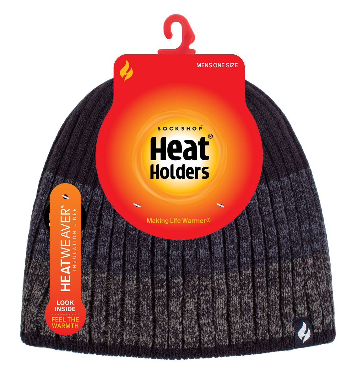 Gestreifte Fleece-gefütterte Rippstrick-Mütze