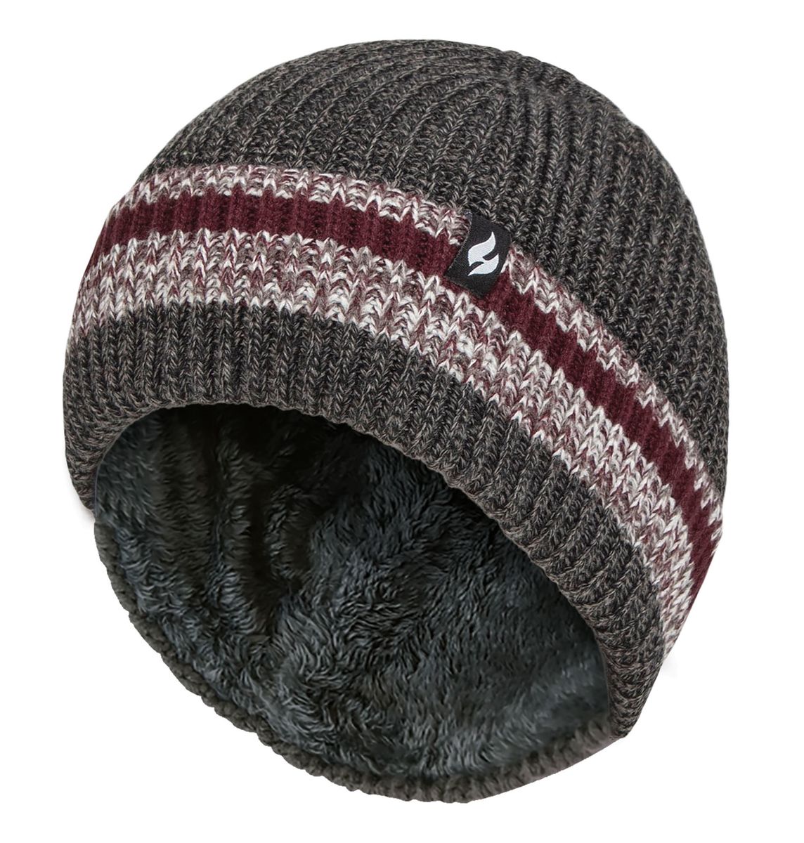 Grob gestrickte gestreifte Thermomütze