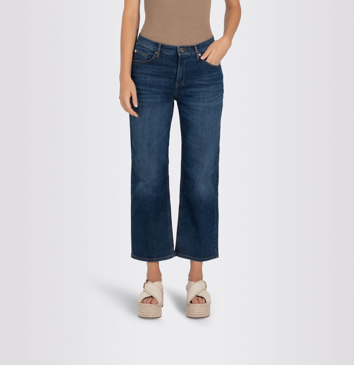 Cropped Culotte Jeans mit weitem Bein