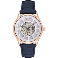 Elegante Mechanische Skelettuhr mit Lederarmband