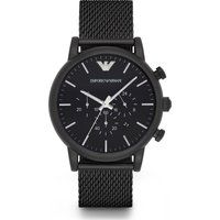 Schlichte Ganzschwarze Chronographen-Uhr mit Mesh-Armband