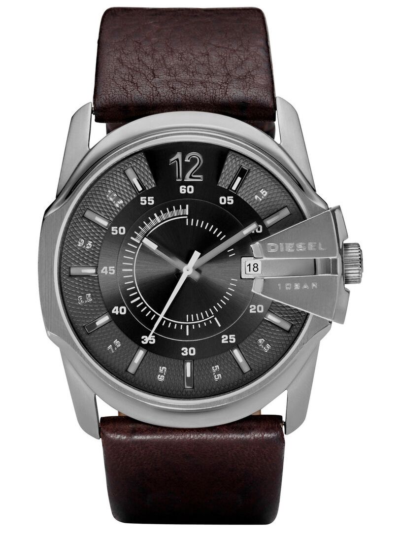 Industriell inspirierte Armbanduhr mit Lederarmband