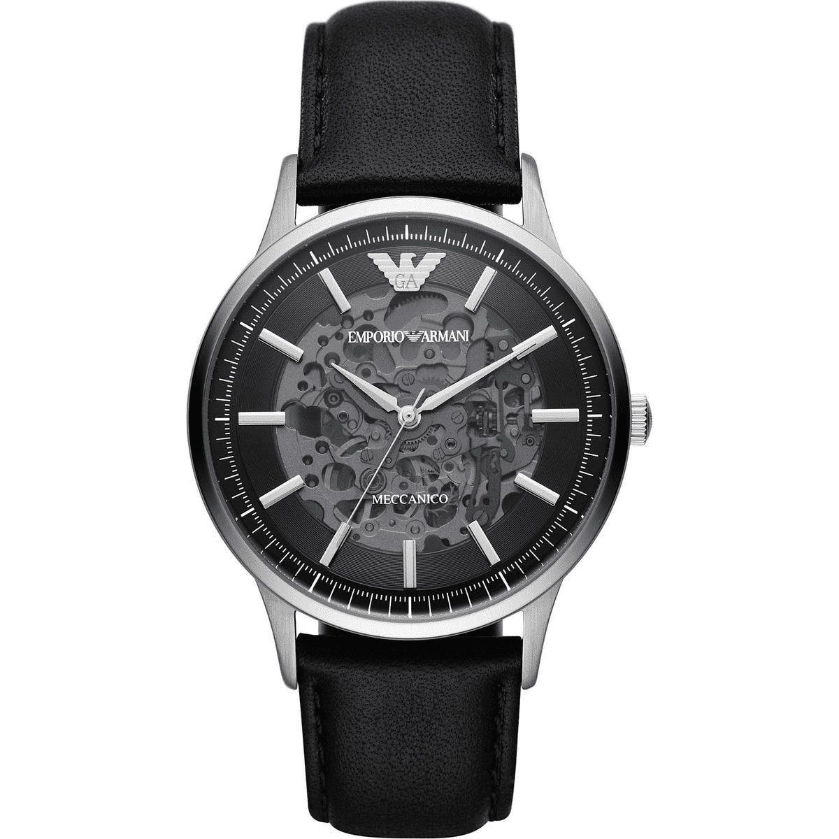 Mechanische Skelett-Armbanduhr aus Leder