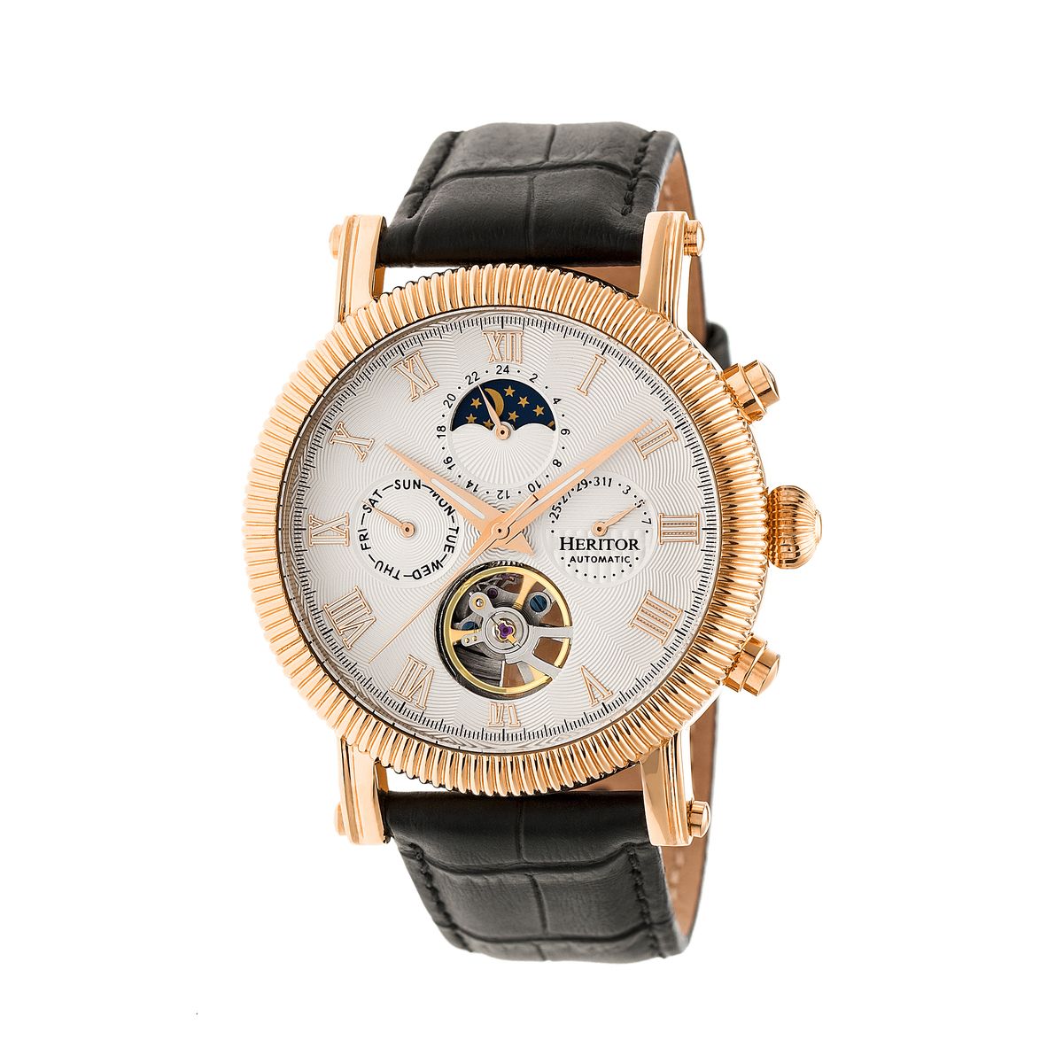 Automatische Semi-Skelett-Uhr mit Mondphase