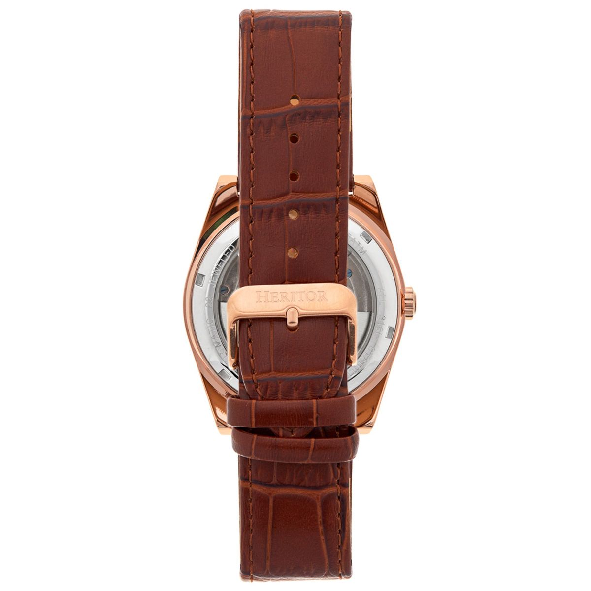 Semi-Skelett Automatikuhr mit Lederarmband
