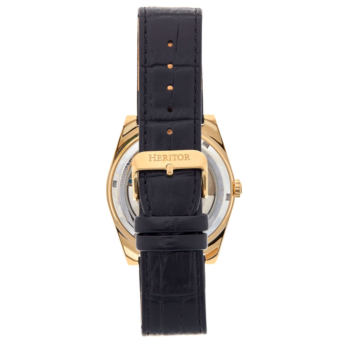 Semi-Skelett Automatikuhr mit Lederarmband